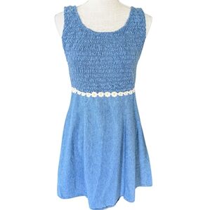 Vintage Y2K Denim Dress Daisies‎